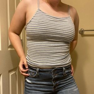 Grey spaghetti strap tank top